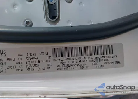 2015 Ram 1500 Big Horn z USA, uszkodzony, nr VIN 1C6RR6GT0FS754570